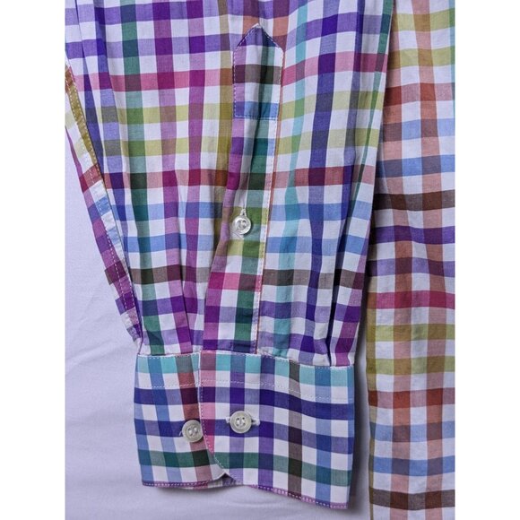 St. Croix Multicolored Rainbow Plaid Button-Down Long Sleeve Shirt Mens XL - Picture 8 of 10